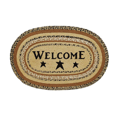Kettle Grove Jute Rug Oval Stencil Star Welcome 20